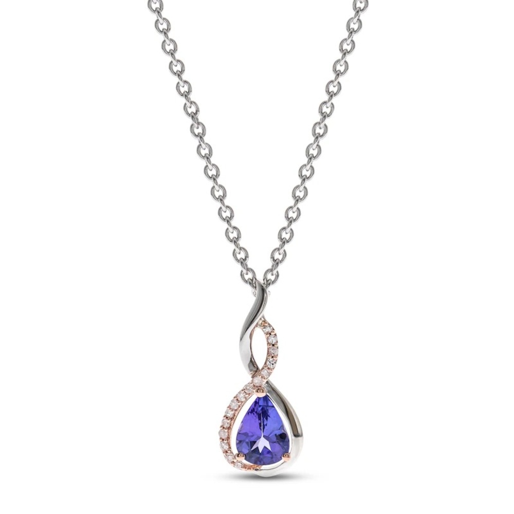 KAY Tanzanite & Diamond Necklace 1/20 ct tw Round-cut 10K Two-Tone Gold 18 New